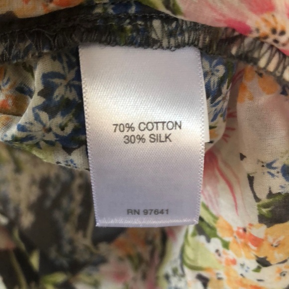 J. Jill floral cotton and silk blend long sleeve top size Large Petite - Picture 9 of 9